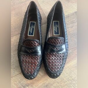 Cole Haan Men's Woven Leather Penny Loafers - Brown & Black